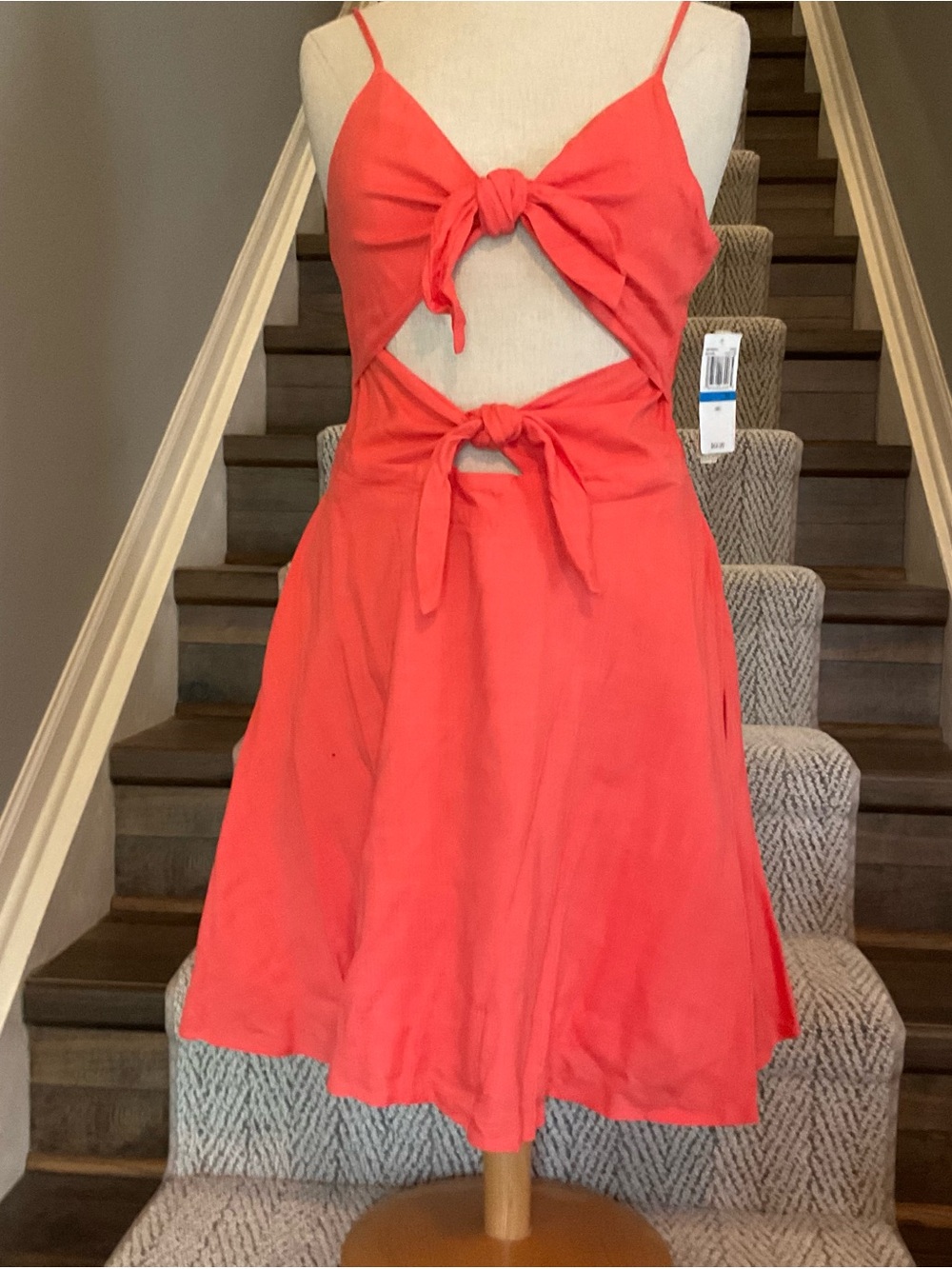Gianni Bini Coral Tie-Front Cutout Dress